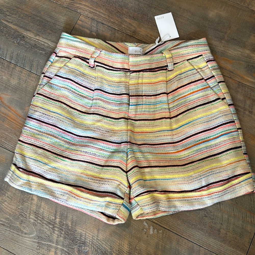 Ecru ECRU Sorrento Cuffed Short Pleat Palm Springs Multi Size 2 New Tags $225
